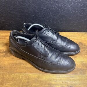Florsheim Imperial Longwing Blucher Black Pebble Grain Leather Mens 10.5